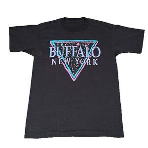 VTG 90s Single Stitch T-Shirt Buffalo New York Large Black Terranova Collection